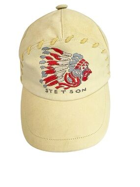 Stetson Suede & Silk Chieftain Embroidered Native American Yellow Baseball Hat